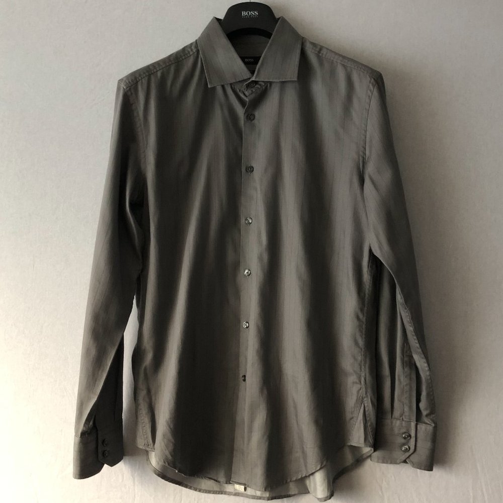 Boss Hugo Boss Gray Striped Shirt Size XL